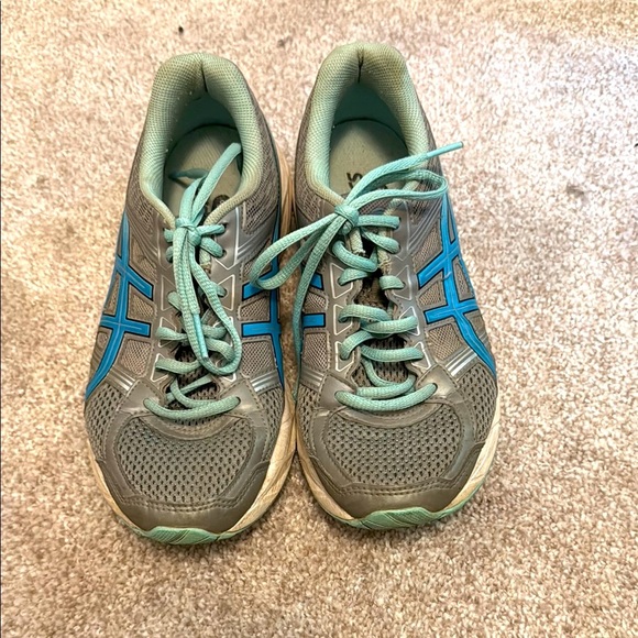 Asics Gray and Blue Athletic Shoes for Running - Picture 1 of 3